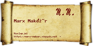 Marx Makár névjegykártya